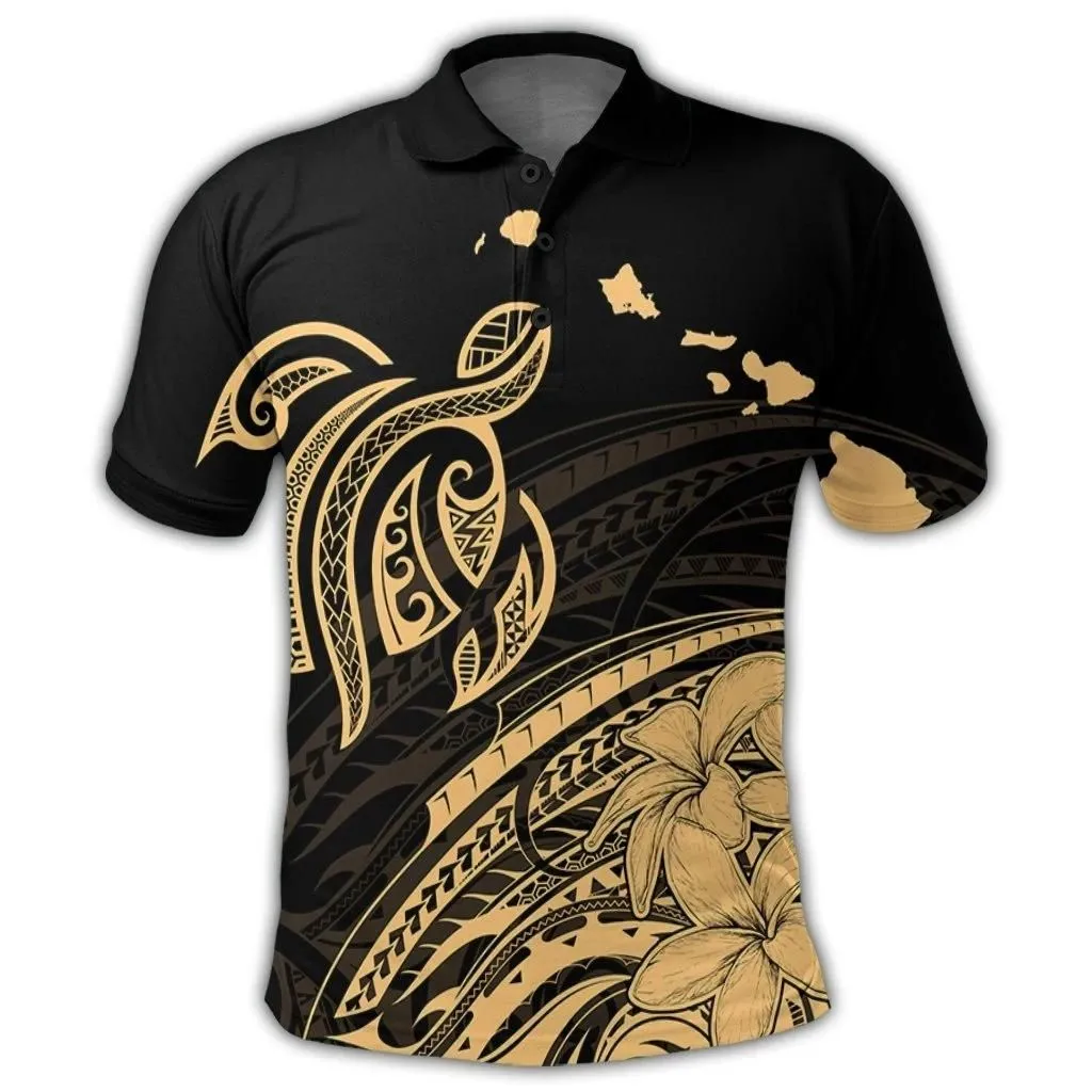 Alohawaii Shirt - Hawaii Turtle Polynesian Map Plumeria Polo Shirt - AH - JR