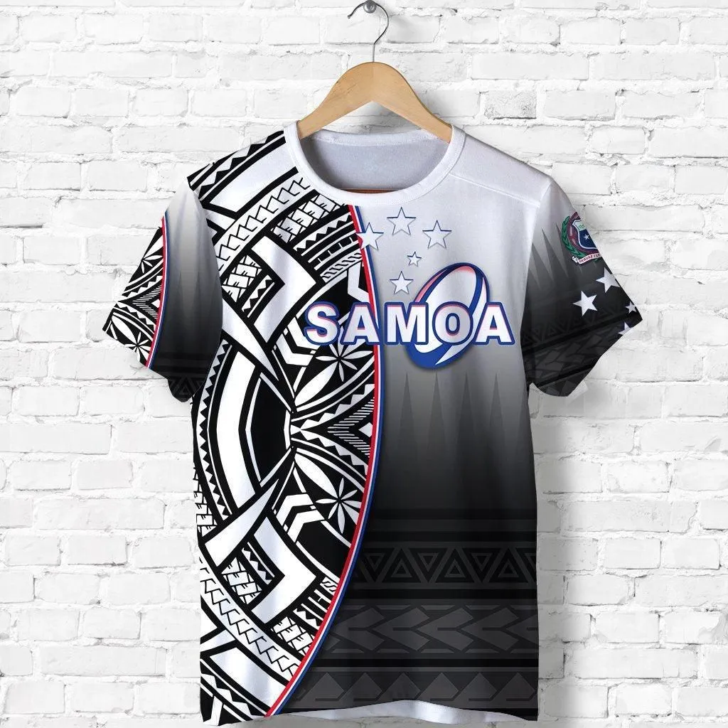(Custom Personalised) Manu Samoa Rugby T Shirt Impressive Version Black - Custom Text And Number