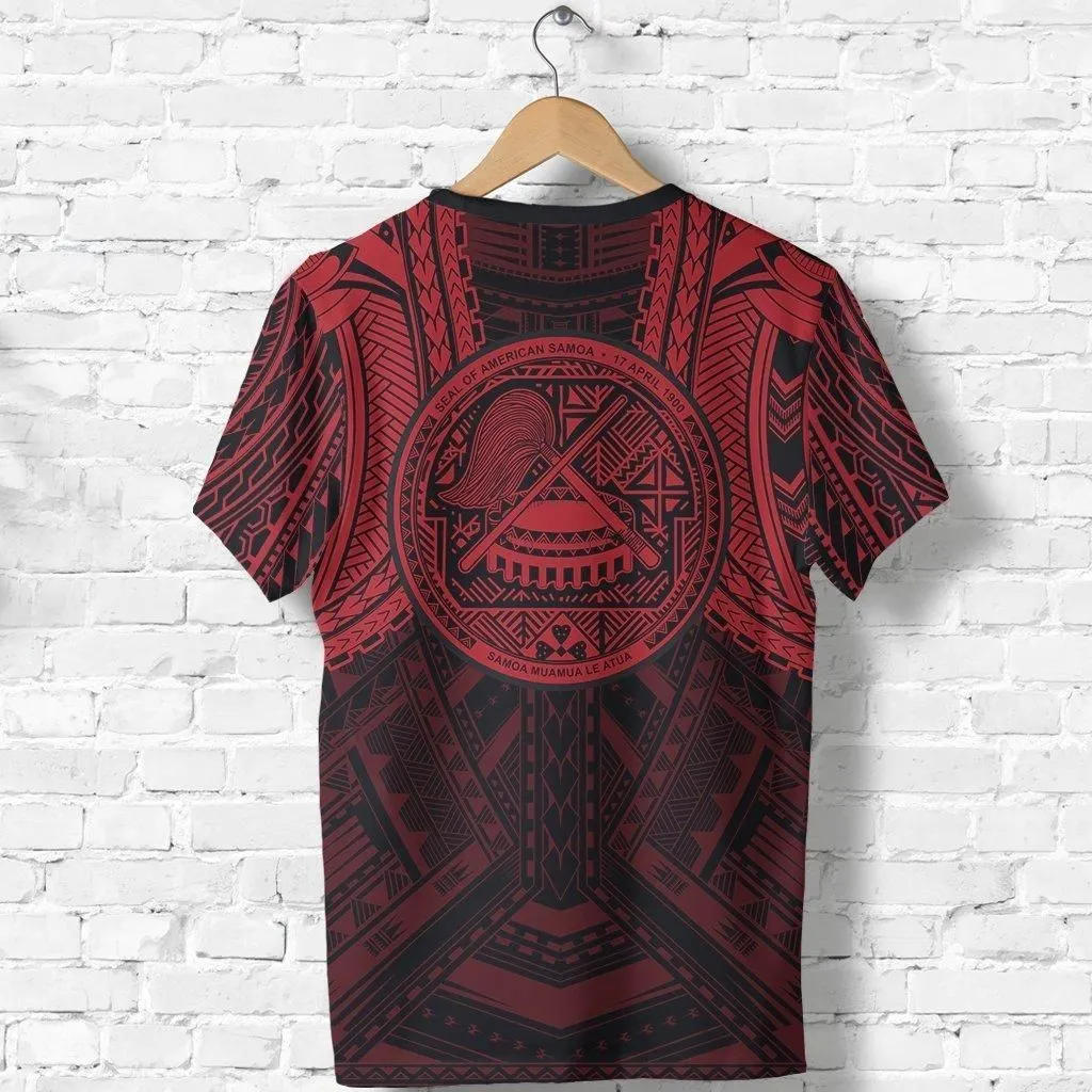 American Samoa Spirit T Shirt - American Samoa Seal Polynesian Tattoo (Red)