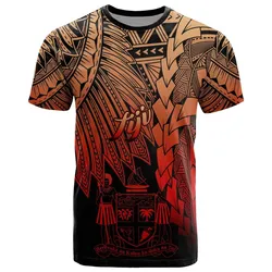 Fiji Polynesian T-Shirt - Tribal Wave Tattoo Red Ver 2