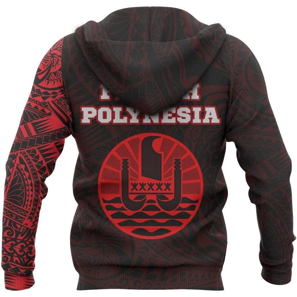 French Polynesia Hoodie - French Polynesian Flag Tattoo Red