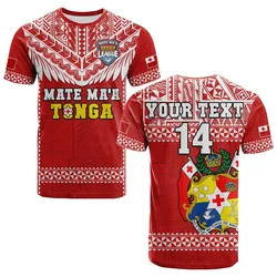 (Custom Text And Number) Tonga Rugby T Shirt Mate Maa Tonga Pacific Ngatu White LT14