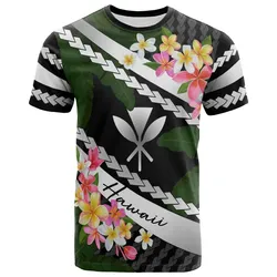 Polynesian Hawaii T-Shirt Kanaka Maoli White - Banana Leaf Plumeria - BN11