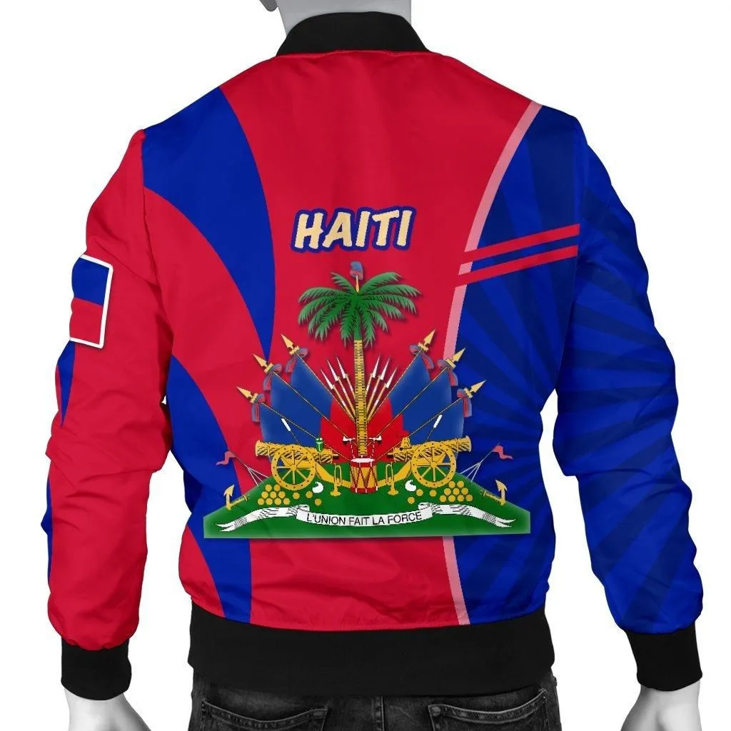 Coat of Arms Haiti Men Bomber Jacket Circle Stripes