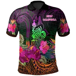New Caledonia Polynesian Polo Shirt - Summer Hibiscus