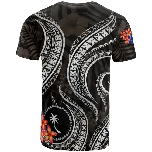 Chuuk Micronesian T Shirt - Black Plumeria