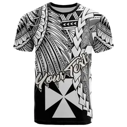 Wallis and Futuna Polynesian Custom Personalised T-Shirt - Tribal Wave Tattoo White