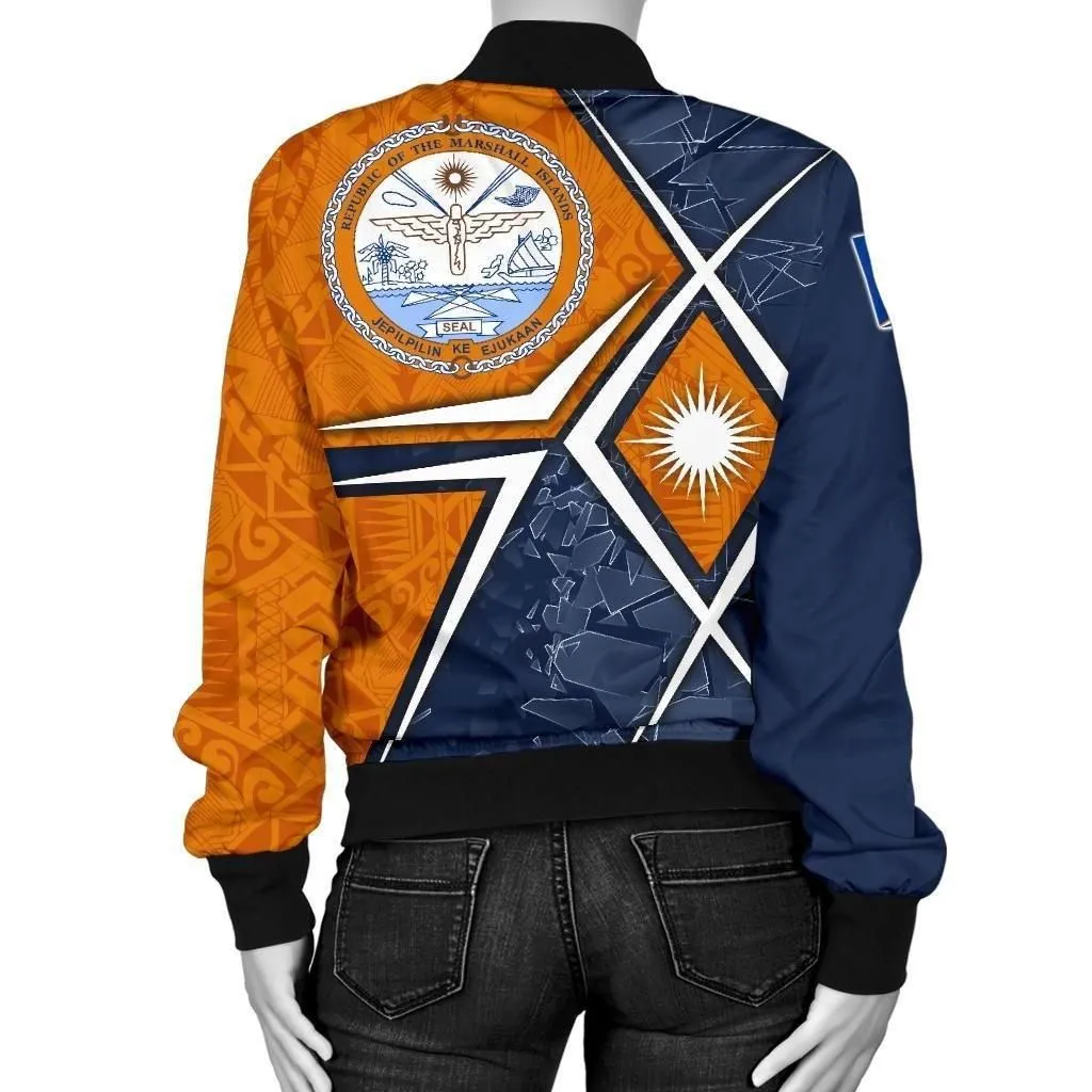Alohawaii Jacket - Bomber Jacket Marshall Islands - Marshall Islands Flag with Polynesian Patterns - BN15
