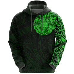 Turtle Tattoo Hoodie Polynesian - Green A7