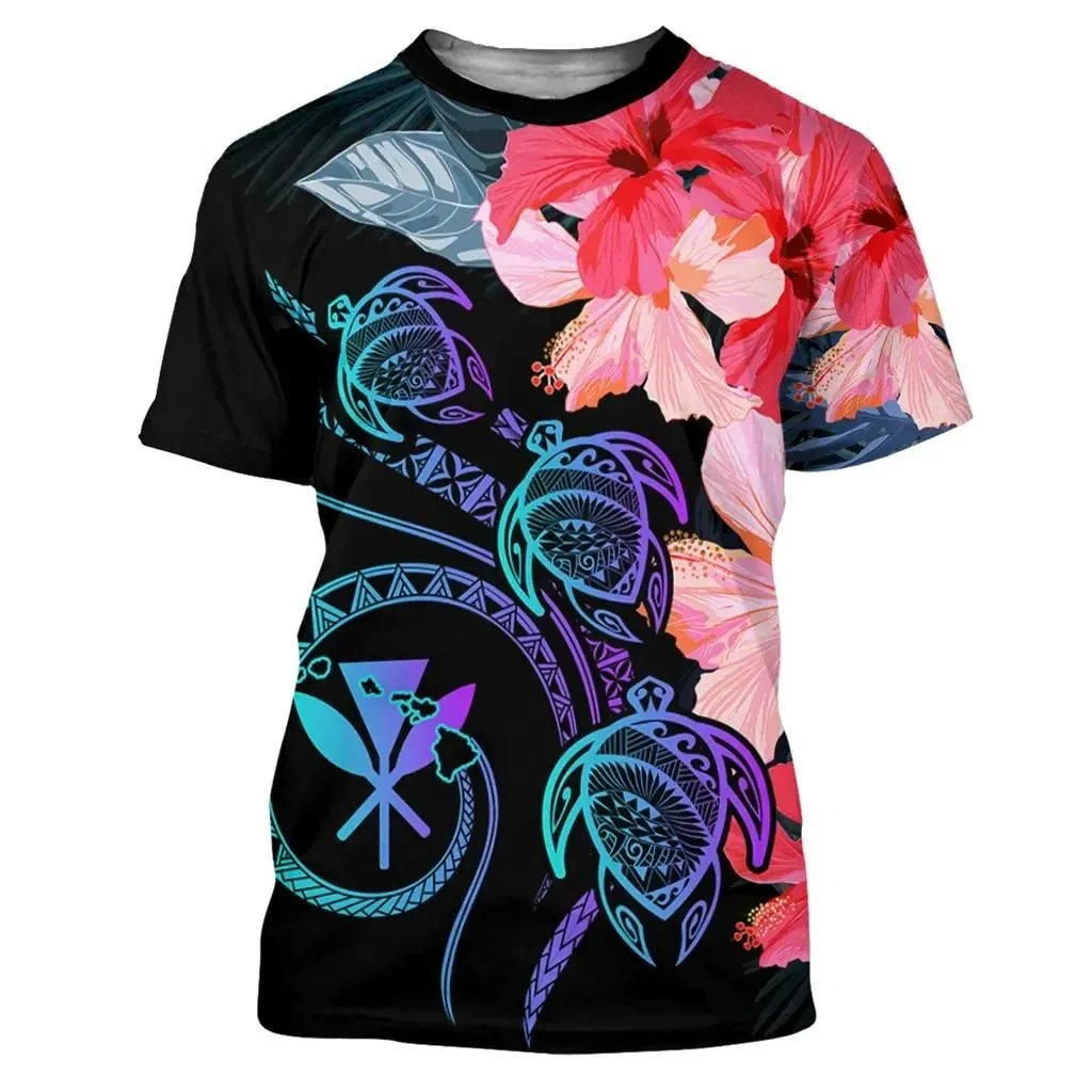 Alohawaii Tee - Hawaii Turtle Polynesian Tropical T-shirt - Cora Style - AH - J4