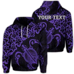 (Personalised) Hawaiian Map Turtle Hibiscus Kanaka Polynesian Hoodie - Purple - AH