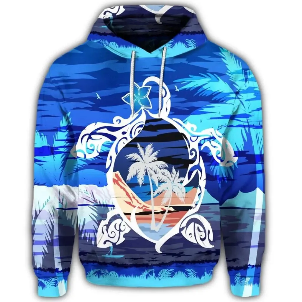 Alohawaii Hoodie - Hawaiian Turtle Plumeria Coconut Tree Polynesian Hoodie Blue - AH - J4R