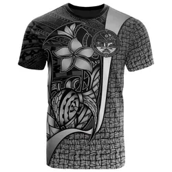Marshall Islands Polynesian T-Shirt White Coat of Arm - Turtle with Hook