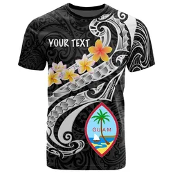 Guam Personalised T-Shirt - Guam Seal Polynesian Patterns Plumeria (Black) - BN25