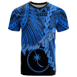 Chuuk Micronesia Custom Personalised T-Shirt - Tribal Wave Tattoo Blue - BN12