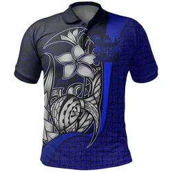 Polynesian Pride Polo Shirt - Fiji Polo Shirt Blue Coat of Arm - Turtle With Hook