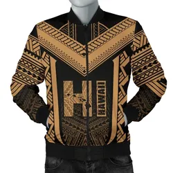 Hawaiian Kanaka Polynesian Mens Bomber Jacket Active Gold