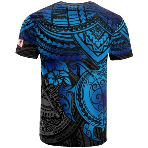 American Samoa T Shirt - American Samoa Seal Polynesian Blue Turtle Hibiscus