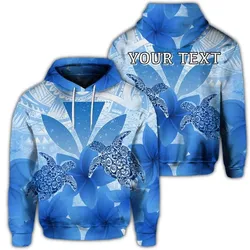 Alohawaii Hoodie - (Personalised) Hawaii Turtle Kanaka Plumeria Polynesian Hoodie Blue - AH - J4R