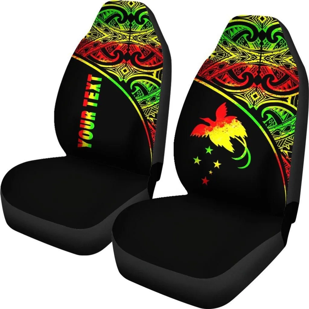 Papua New Guinea Custom Personalised Car Seat Covers - Papua New Guinea FLag Polynesian Reggae Curve