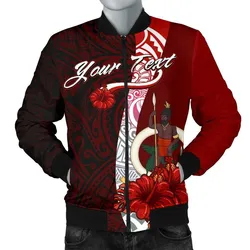 Vanuatu Polynesian Custom Personalised Mens Bomber Jacket - Coat Of Arm With Hibiscus