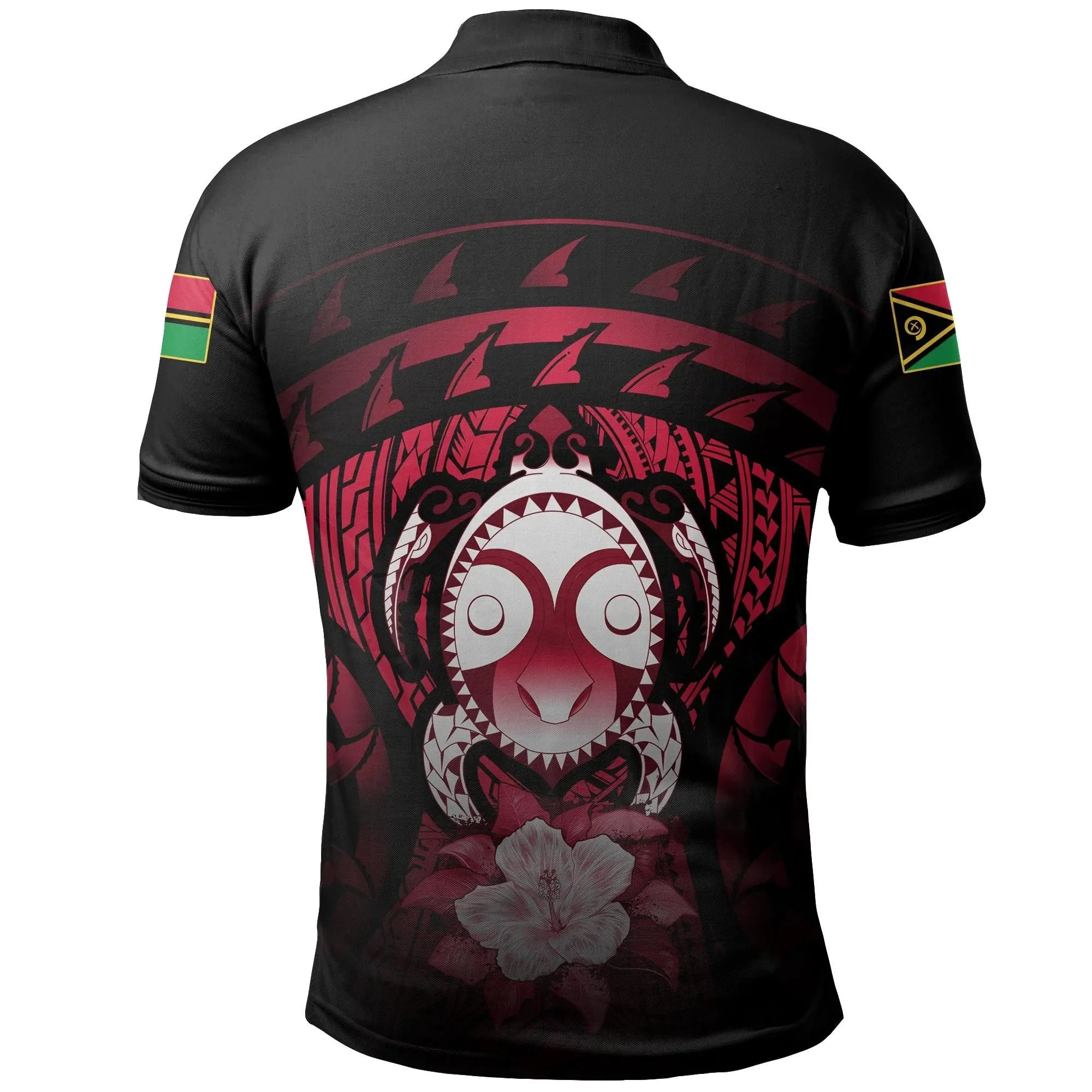 Alohawaii Shirt - Polo Shirt Vanuatu Turtle Hibiscus (Red) A02