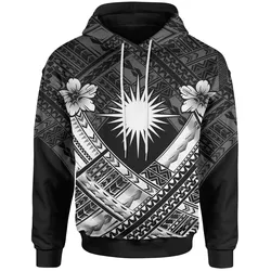Marshall Islands Polynesian Hoodie- Marshall Islands White  Flag Camisole Hibiscus Style