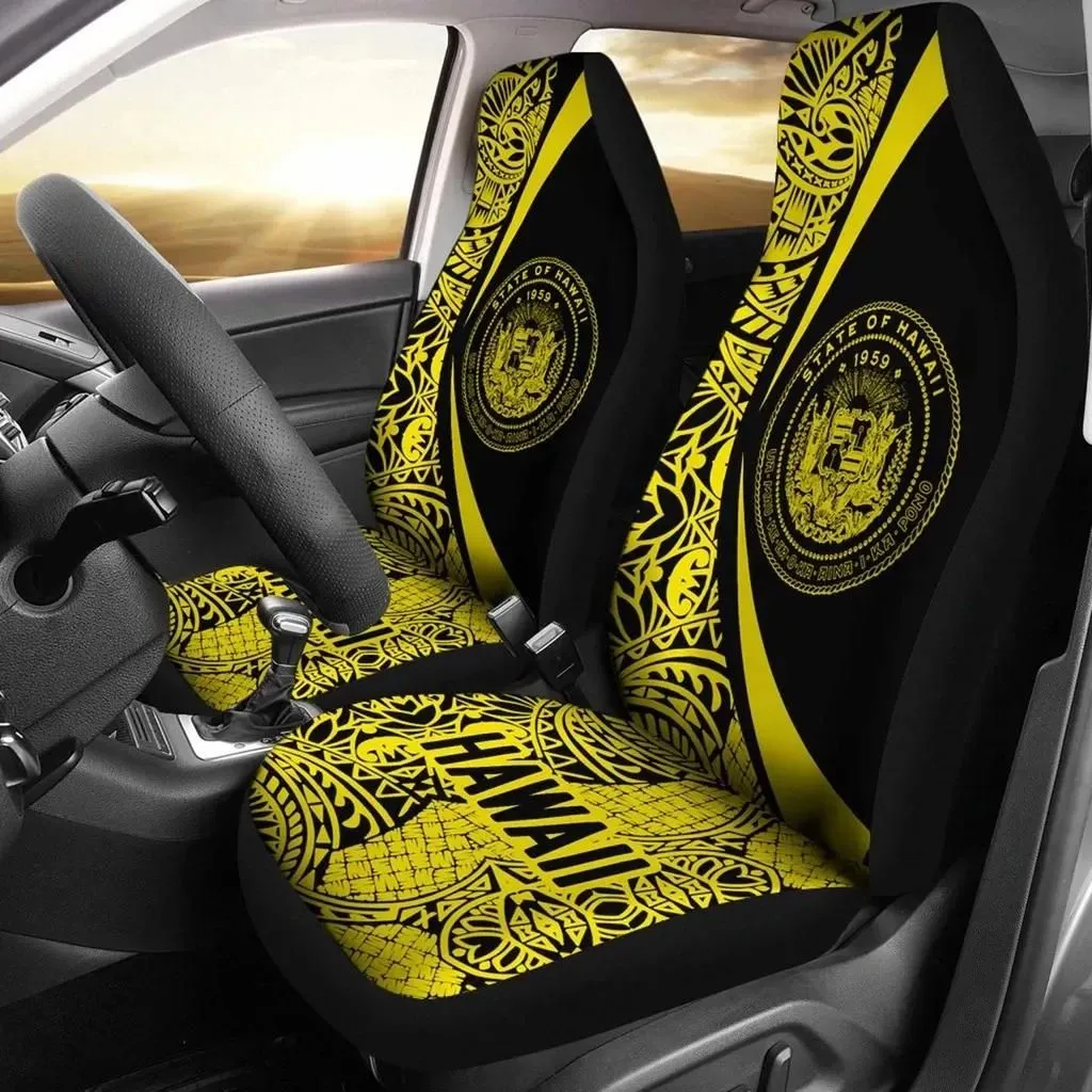 FamilyGater Car Accessory - Hawaii Coat Of Arm Polynesian Car Seat Covers - Circle Style 03 J1