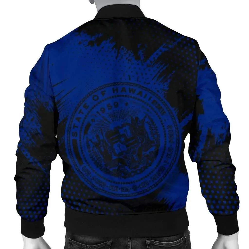 FamilyGater Jacket - King Kamehameha Hawaii Men's Bomber Jacket - Blue - Vincent Style - AH J91