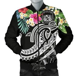 Alohawaii Jacket - Bomber Jacket Polynesian Hawaii - Summer Plumeria (Black) - BN15