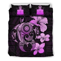 Tokelau Hibiscus Plumeria Mix Polynesian Pink Turtle Bedding Set - J1