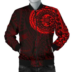Polynesian Tattoo Style Men's Bomber Jacket Red A7