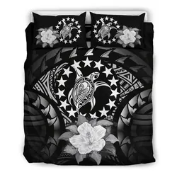 FamilyGater Bedding Set - Cover and Pillow Cases Cook Islands Gray Hibiscus A02