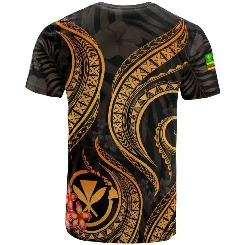 Polynesian Hawaii T shirt - Gold Plumeria