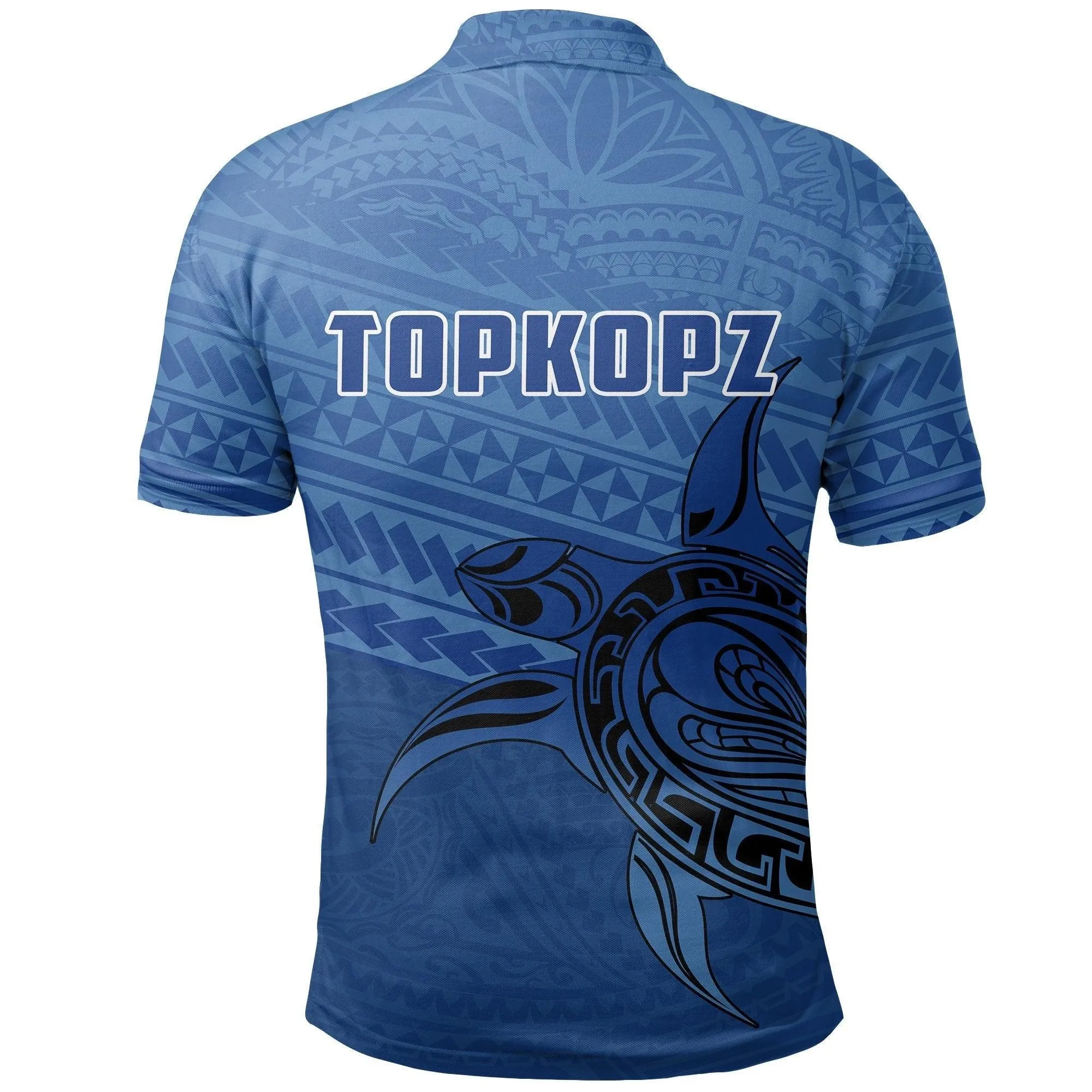 Cook Islands Rugby Turtle Polynesian Polo Shirt Version Blue - TOPKOPZ