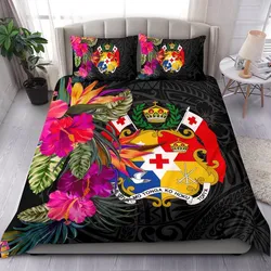 FamilyGater Bedding Set - Cover and Pillow Cases Tonga - Polynesian Hibiscus Pattern - BN39