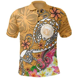 Hawaii Polynesian Polo Shirts - Hawaii Seal With Turtle Plumeria (Gold)