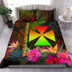 Wallis and Futuna Polynesian Bedding Set - Hibiscus and Banana Leaves