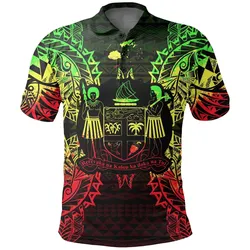 Fiji Polo Shirt - Fiji Coat Of Arms Map Polynesian Tattoo Reggae