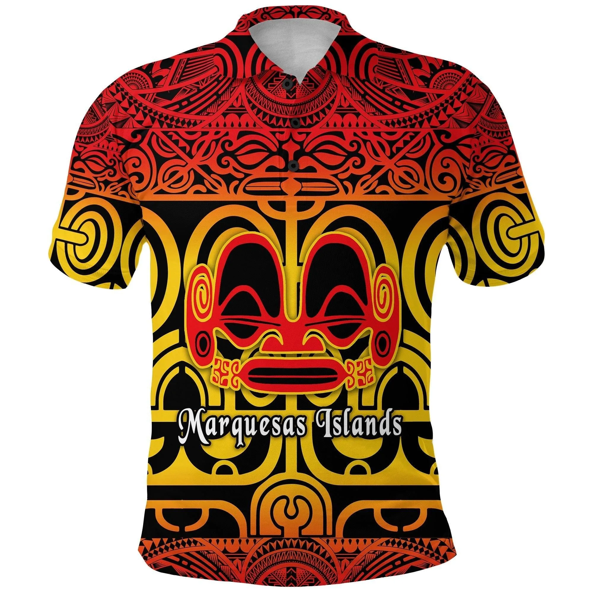 (Custom Personalised) Marquesas Islands Polo Shirt Marquesan Tattoo Simple Style - Gradient Red LT8