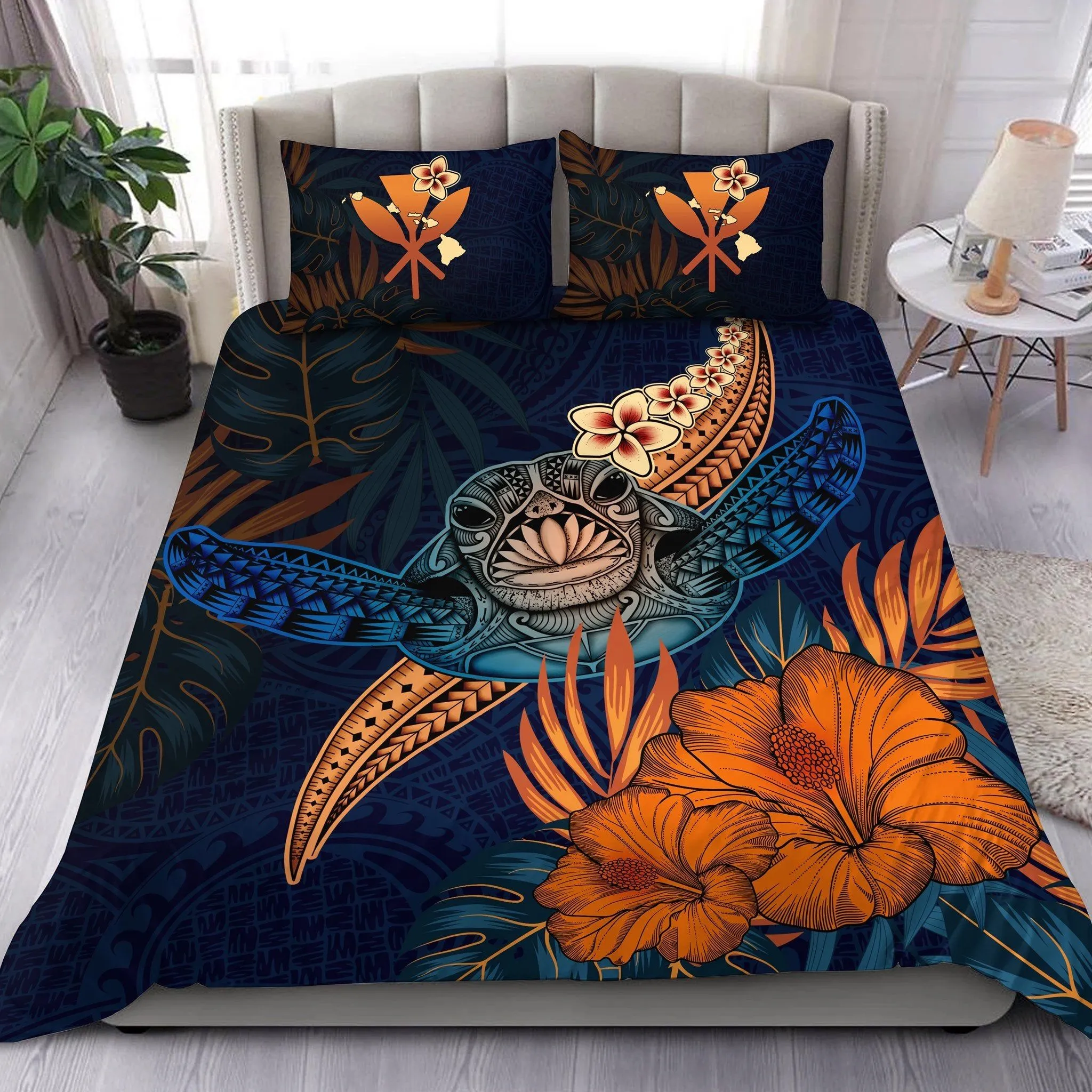 Kanaka Maoli (Hawaiian) Polynesian Turtle Hibiscus Bedding Set