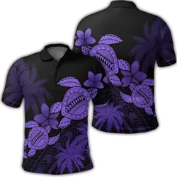 Alohawaii Shirt - Hawaii Turtle Plumeria Coconut Tree Polynesian Polo Shirt - Purple - AH - J4R