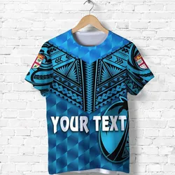 (Custom Personalised) Fiji Rugby T Shirt Coconut Sporty Vibes - Blue