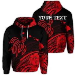 (Personalised) Hawaii Turtle Polynesian Map Plumeria Hoodie Red