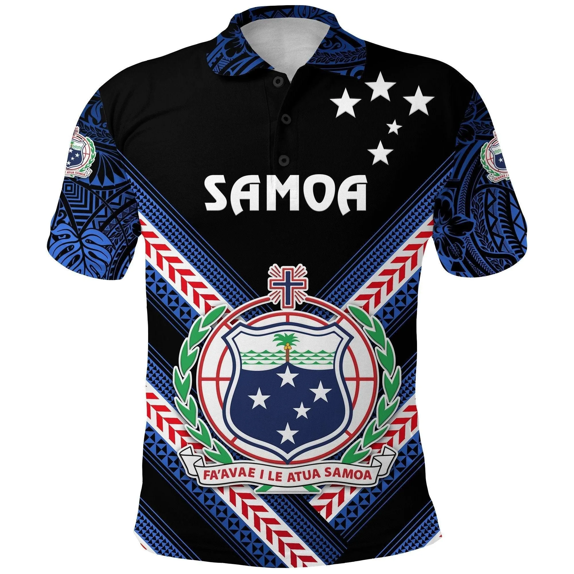 Manu Samoa Rugby Polo Shirt Creative Style - Black