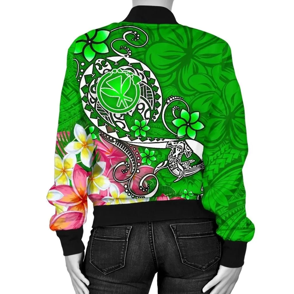 FamilyGater Jacket - Bomber Jacket Hawaii - Turtle Plumeria Polynesian Tattoo Green Color - BN18