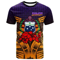 Samoa T-Shirt - Hibiscus With Tribal - LT12