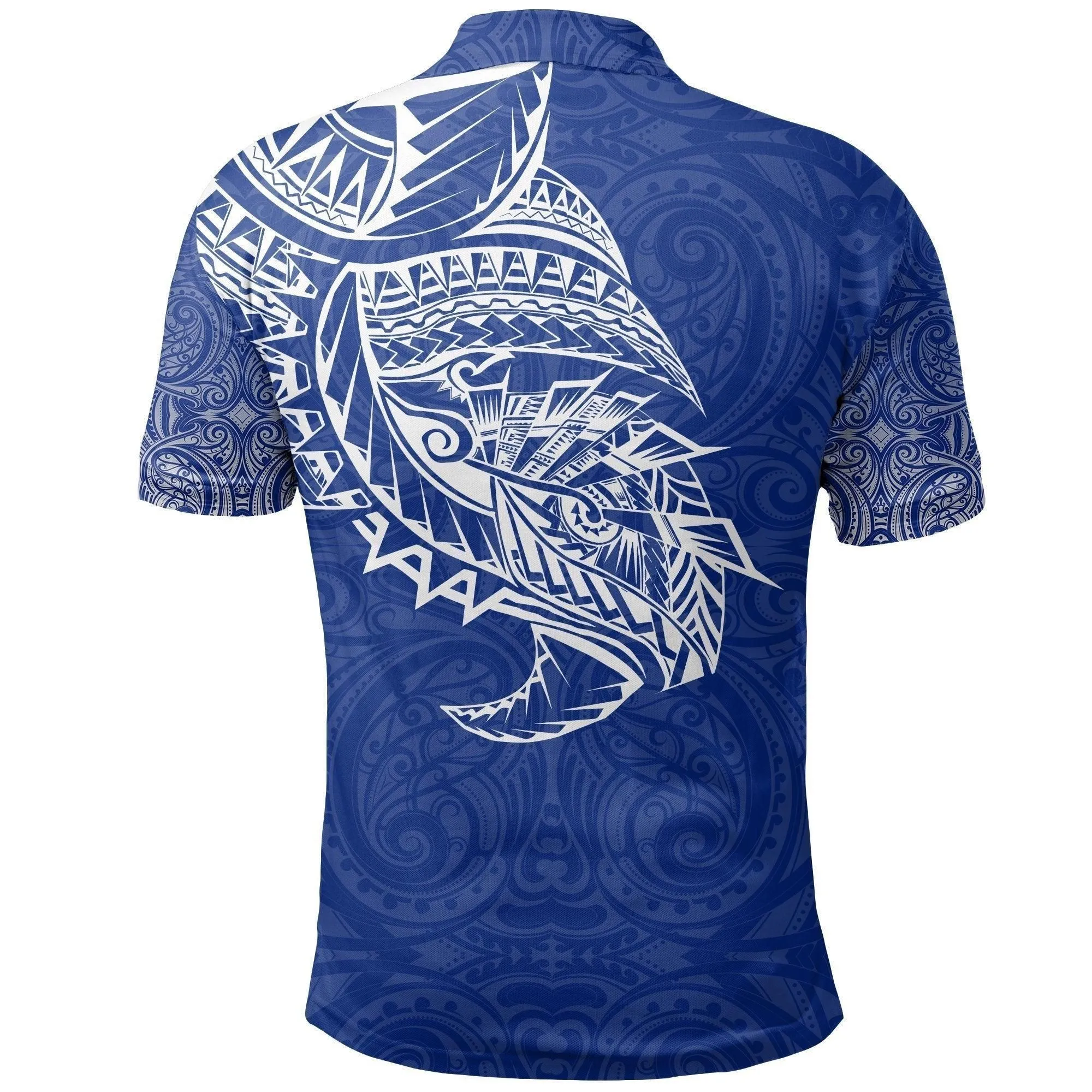 Maori Tattoo Polo Shirt Polynesian Style Blue