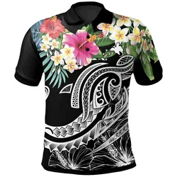 Papua New Guinea Polynesian Polo Shirt - Summer Plumeria Black
