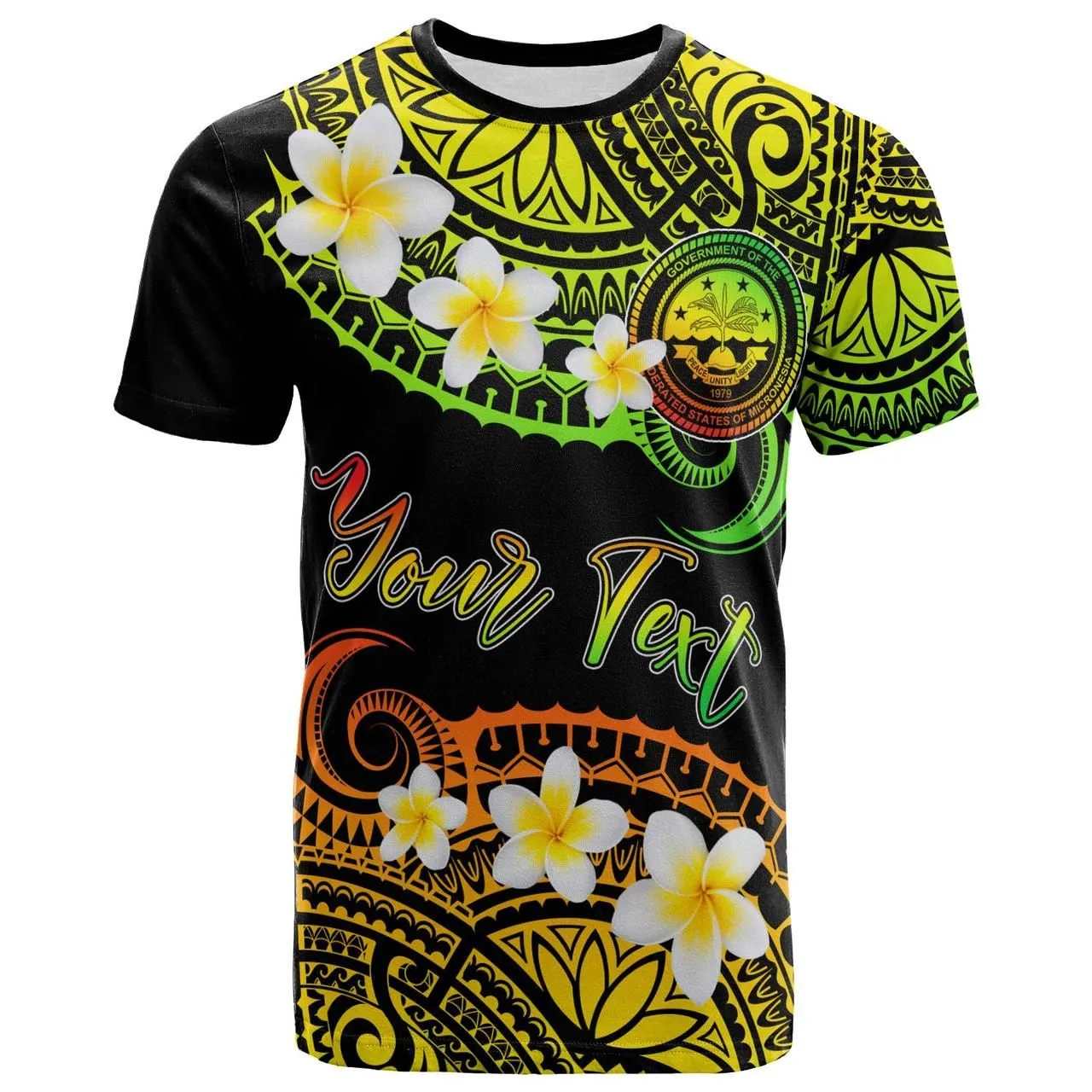 Federated States of Micronesia Custom Personalised T-Shirt - Plumeria Polynesian Vibe Reggae